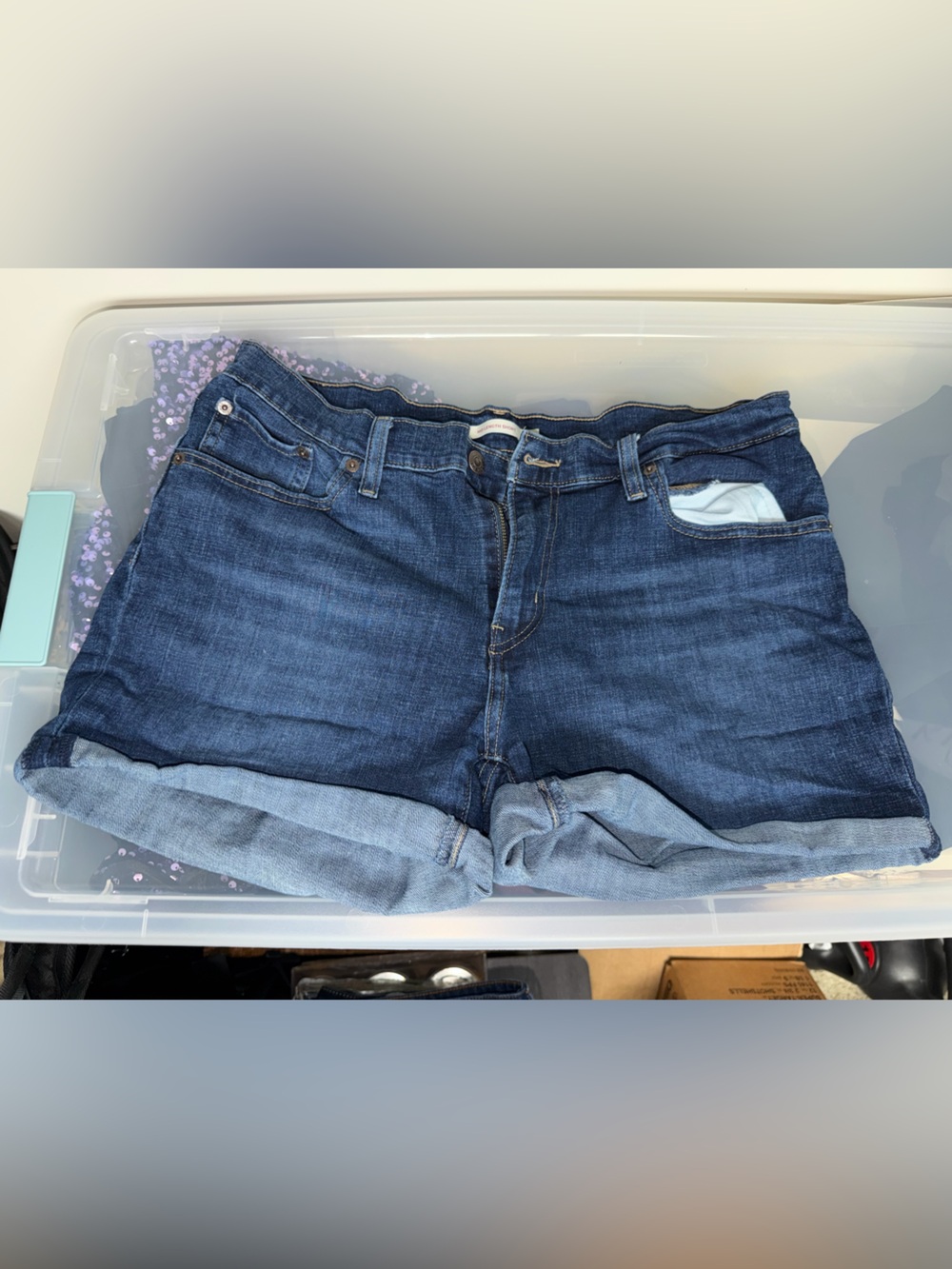 Levi's Dark Blue Denim Roll-Cuff Women's Shorts
